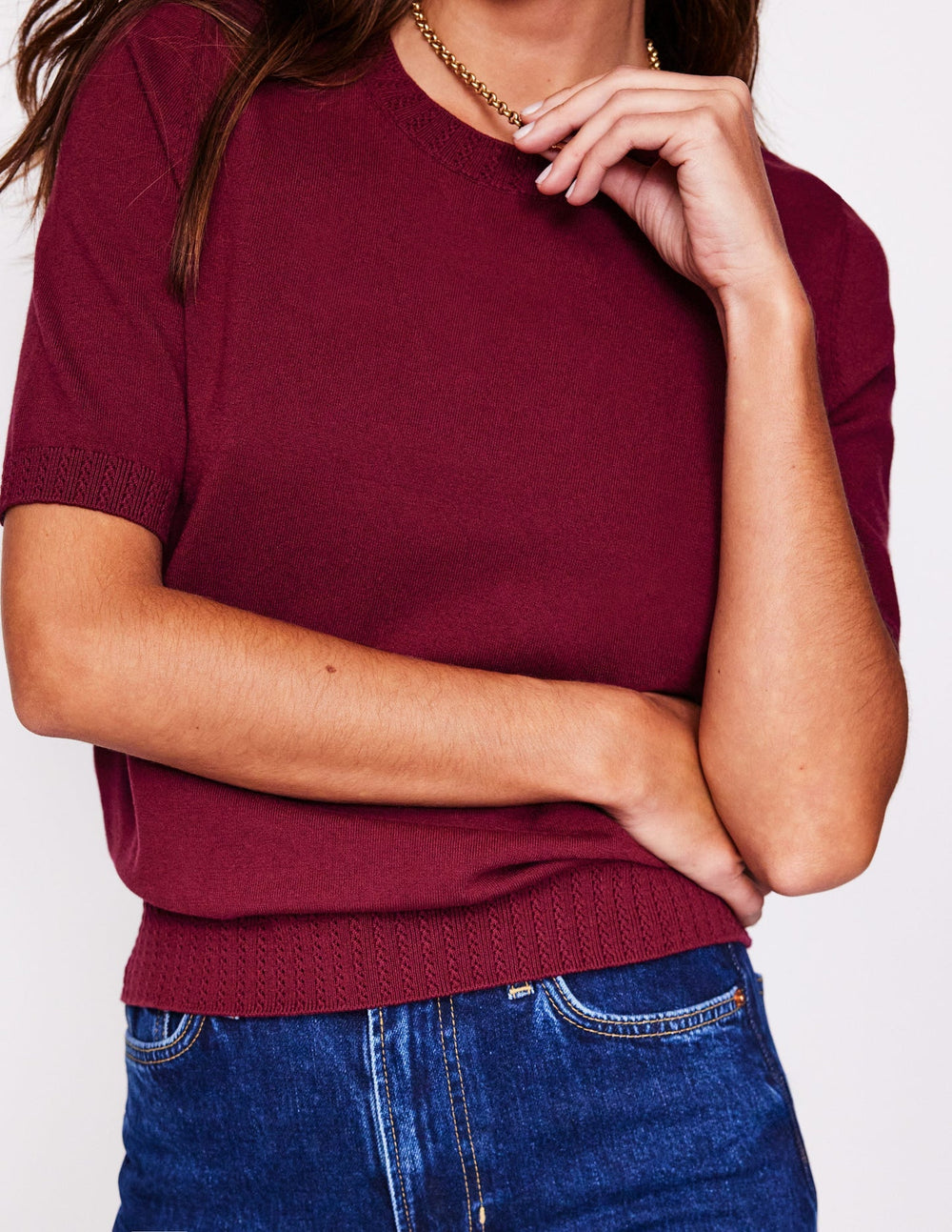 Boden Emilia Cotton Crew T-shirt - Deep Wisteria