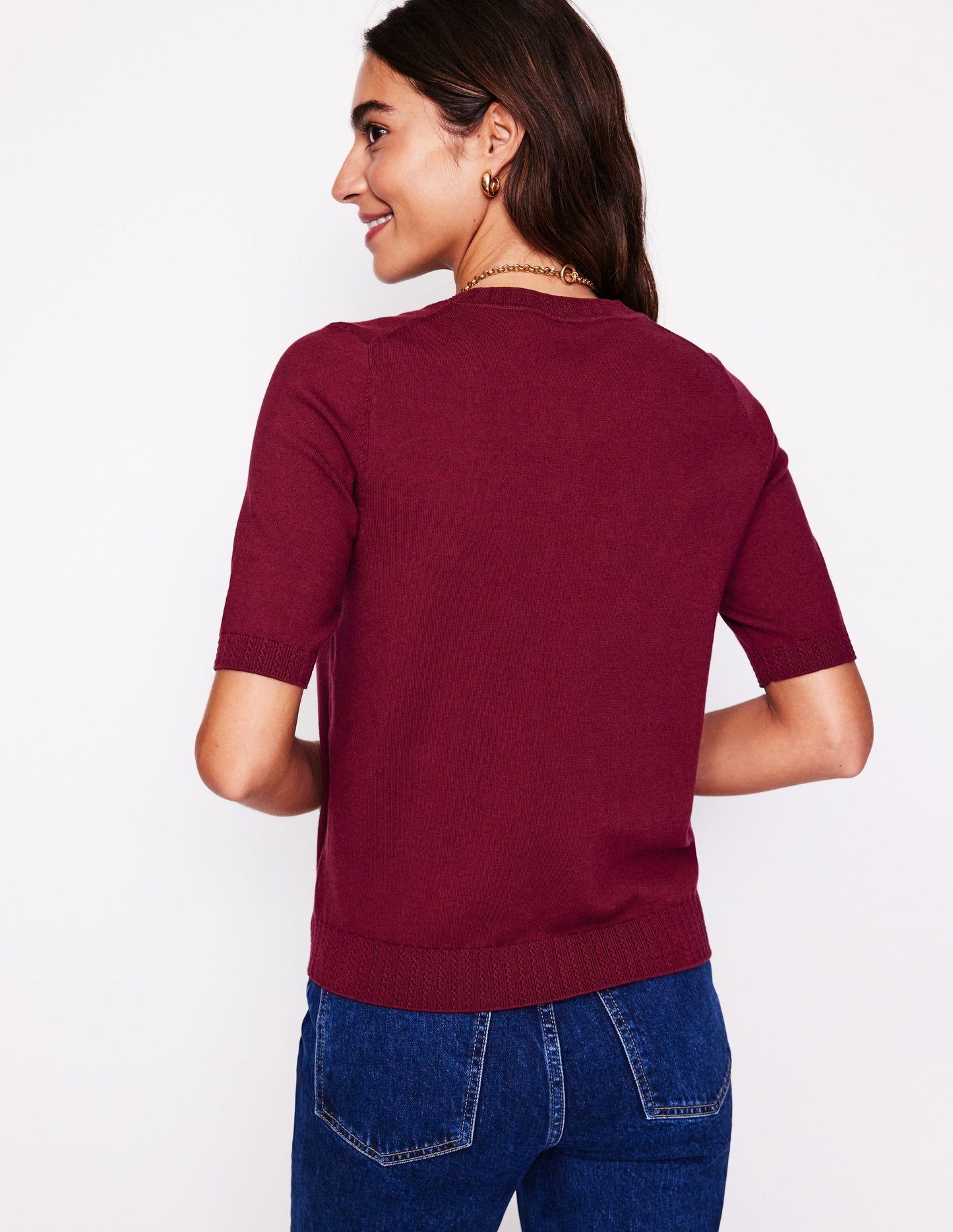 Boden Emilia Cotton Crew T-shirt - Deep Wisteria