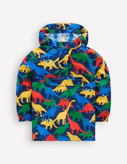 Boden Waterproof Pop Over Jacket - College Navy Multi Dinos