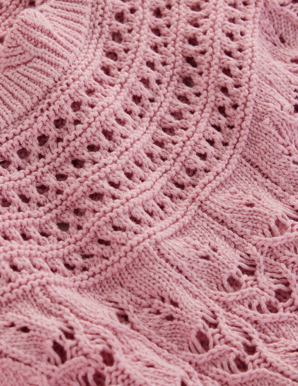 Boden Crochet Mix Stitch Sweater - Formica Pink