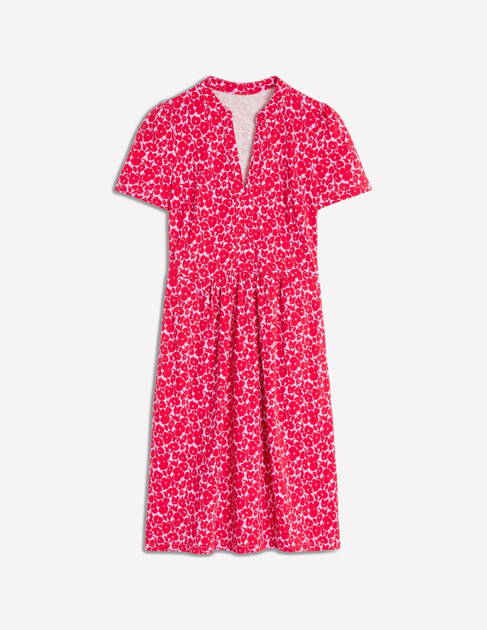 Boden Naomi Short Sleeve Dress - Jewel Red, Leafy Grove