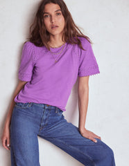 Boden Mila Lace Trim Top - Amethyst Pruple