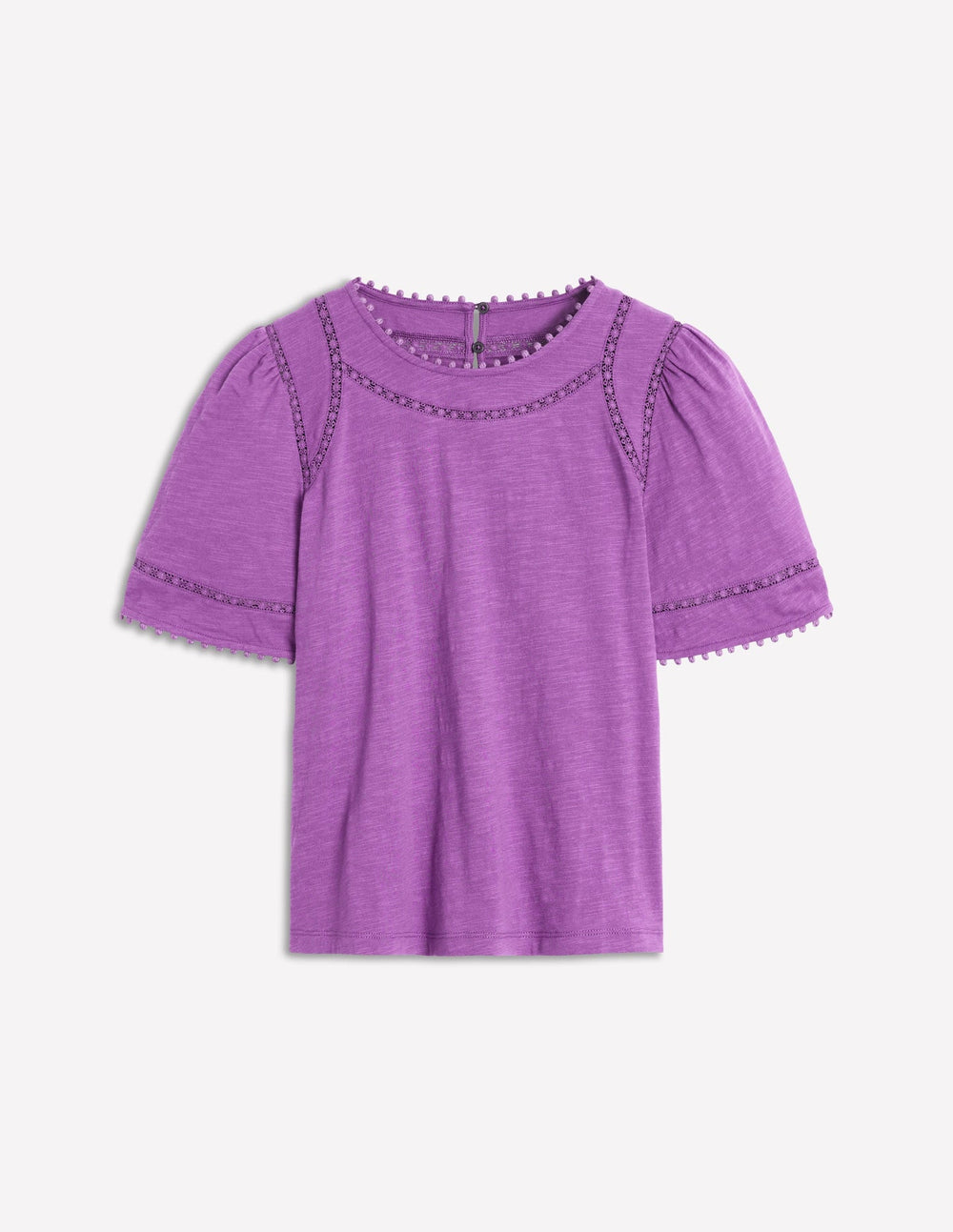 Boden Mila Lace Trim Top - Amethyst Pruple
