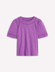 Boden Mila Lace Trim Top - Amethyst Pruple