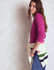 Boden Cotton Crew Long Sleeve Top - Rich Magenta