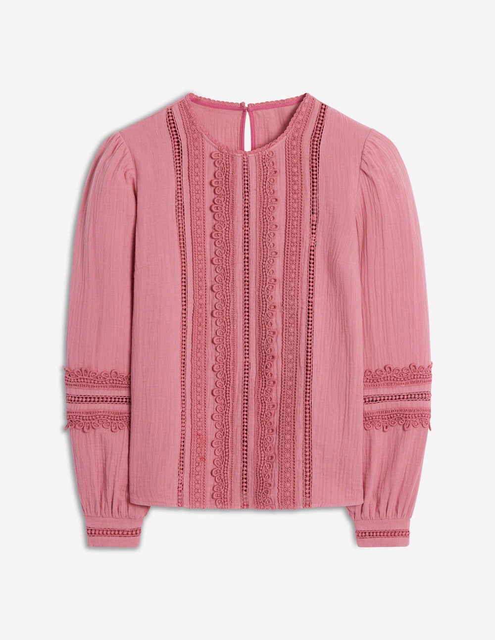 Boden Trim Interest Double Cloth Top - Pink Heather