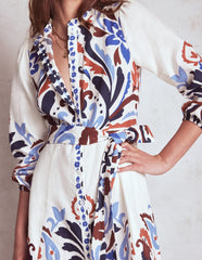 Boden Mae Linen Blend Shirt Dress - Multi, Elaborate Garden