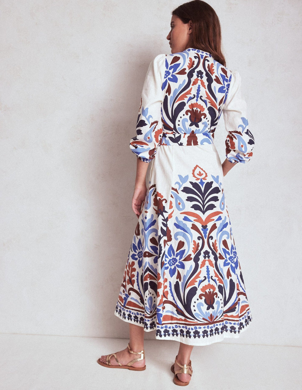 Boden Mae Linen Blend Shirt Dress - Multi, Elaborate Garden