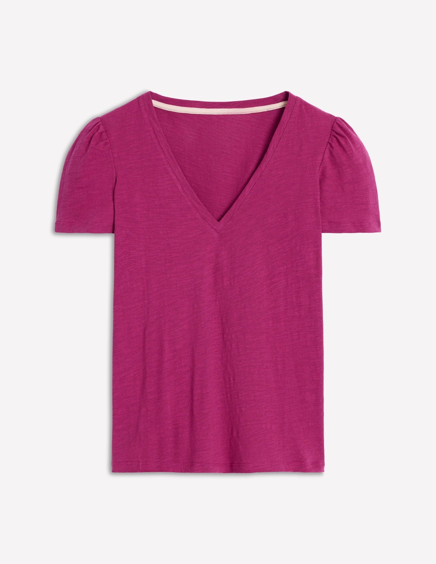 Boden Short Sleeve V Neck T-shirt - Rich Magenta