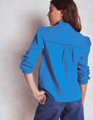 Boden Helena Double Cloth Top - Kingfisher Blue