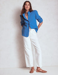 Boden Helena Double Cloth Top - Kingfisher Blue