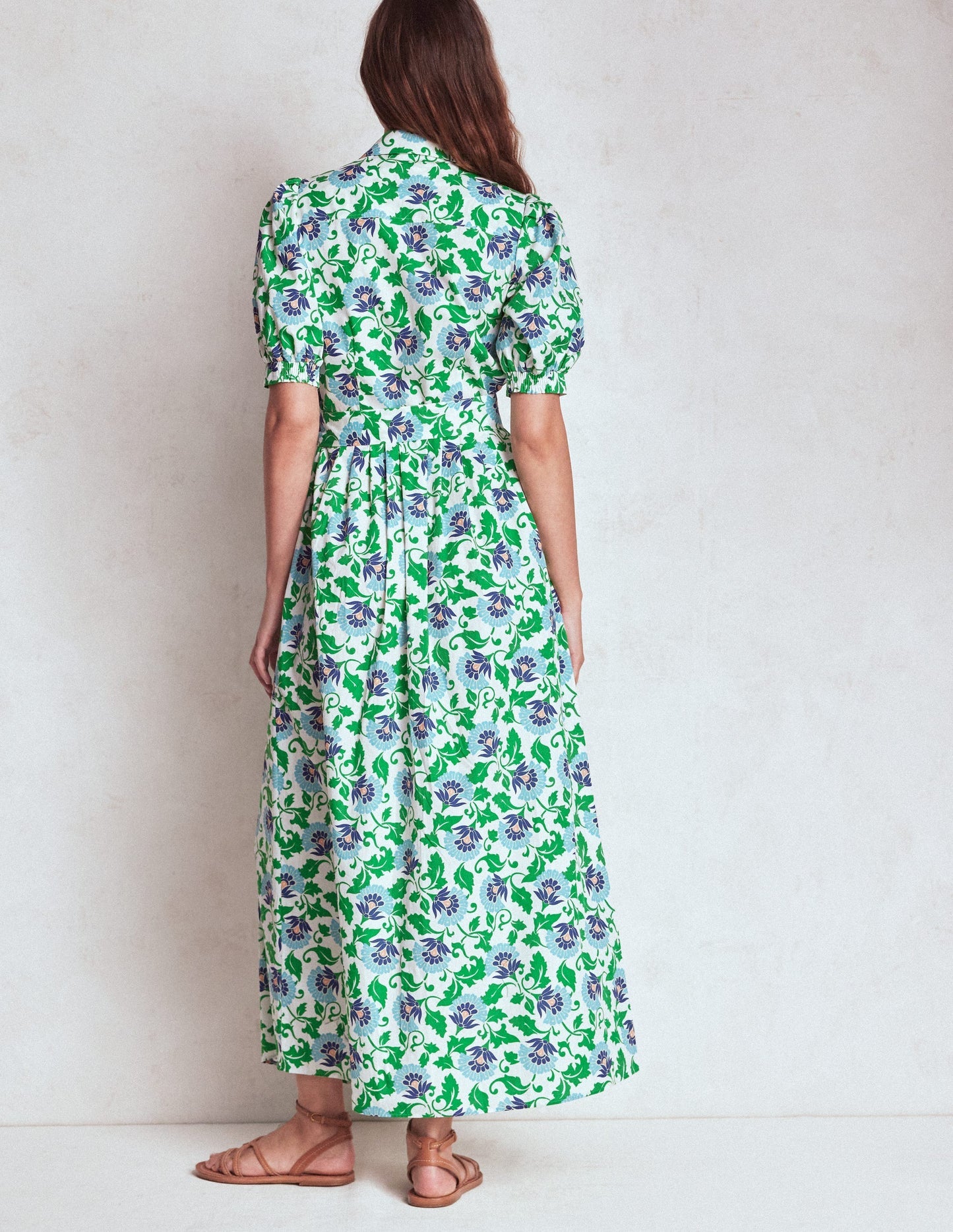 Boden Alexa Maxi Shirt Dress - Rich Emerald, Ornate Vine