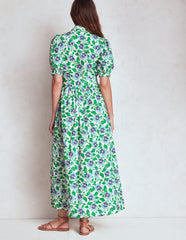 Boden Alexa Maxi Shirt Dress - Rich Emerald, Ornate Vine