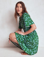 Boden Louisa Short Jersey Dress - Highland Green, Leafy Grove