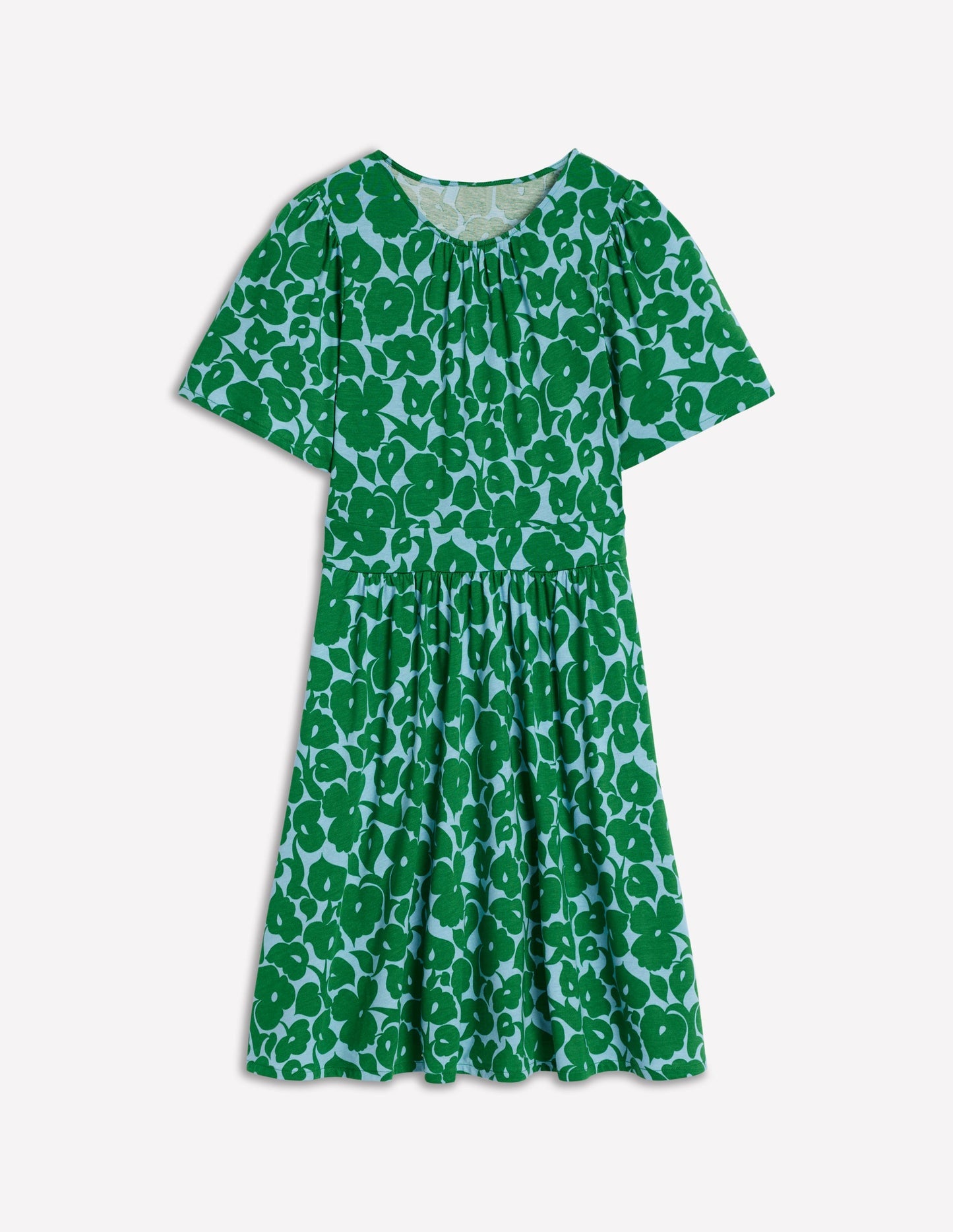 Boden Louisa Short Jersey Dress - Highland Green, Leafy Grove
