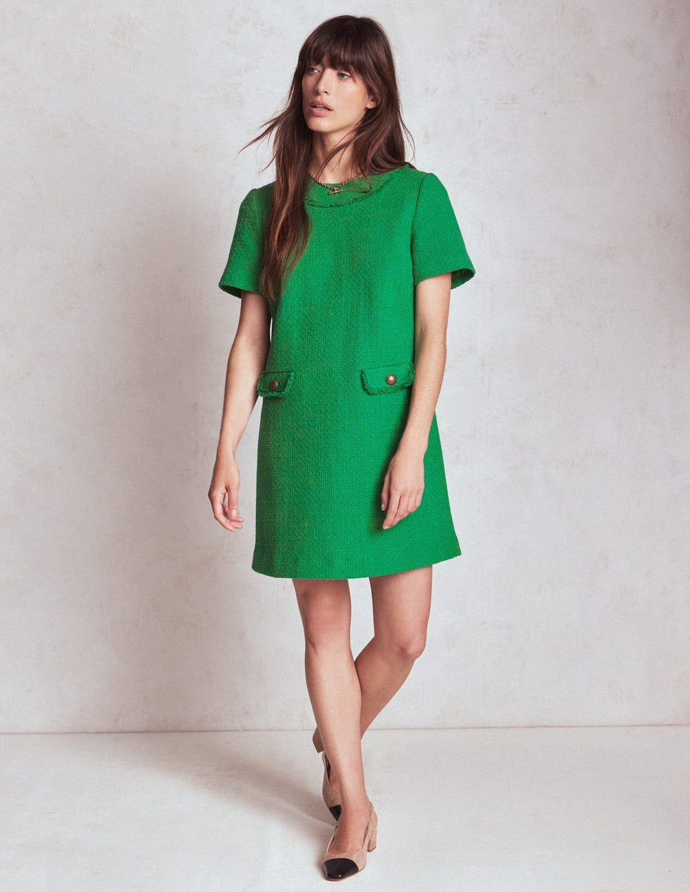 Boden Evita Cotton Shift Dress - Rich Emerald