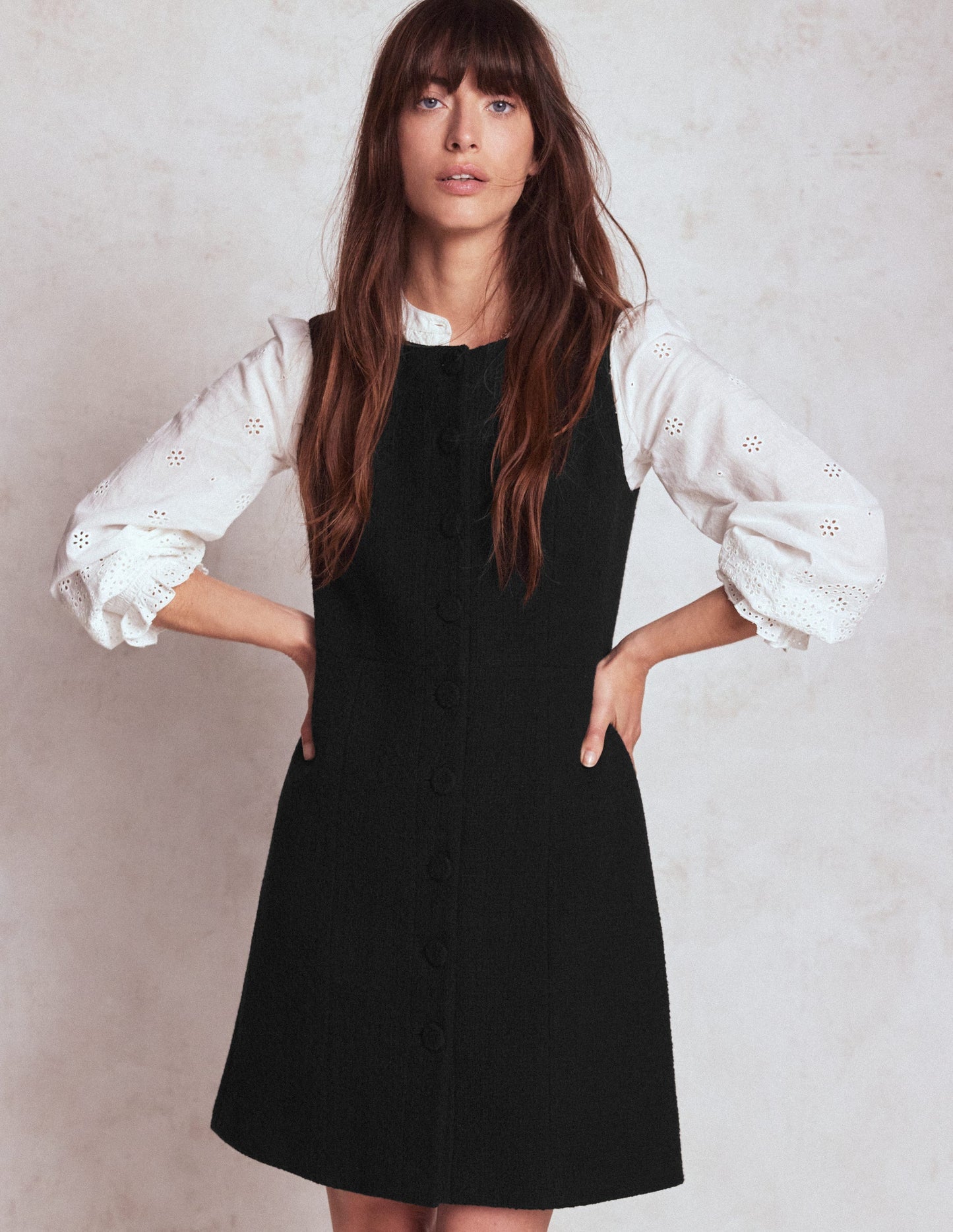 Boden Cotton Texture Shift Dress - Black