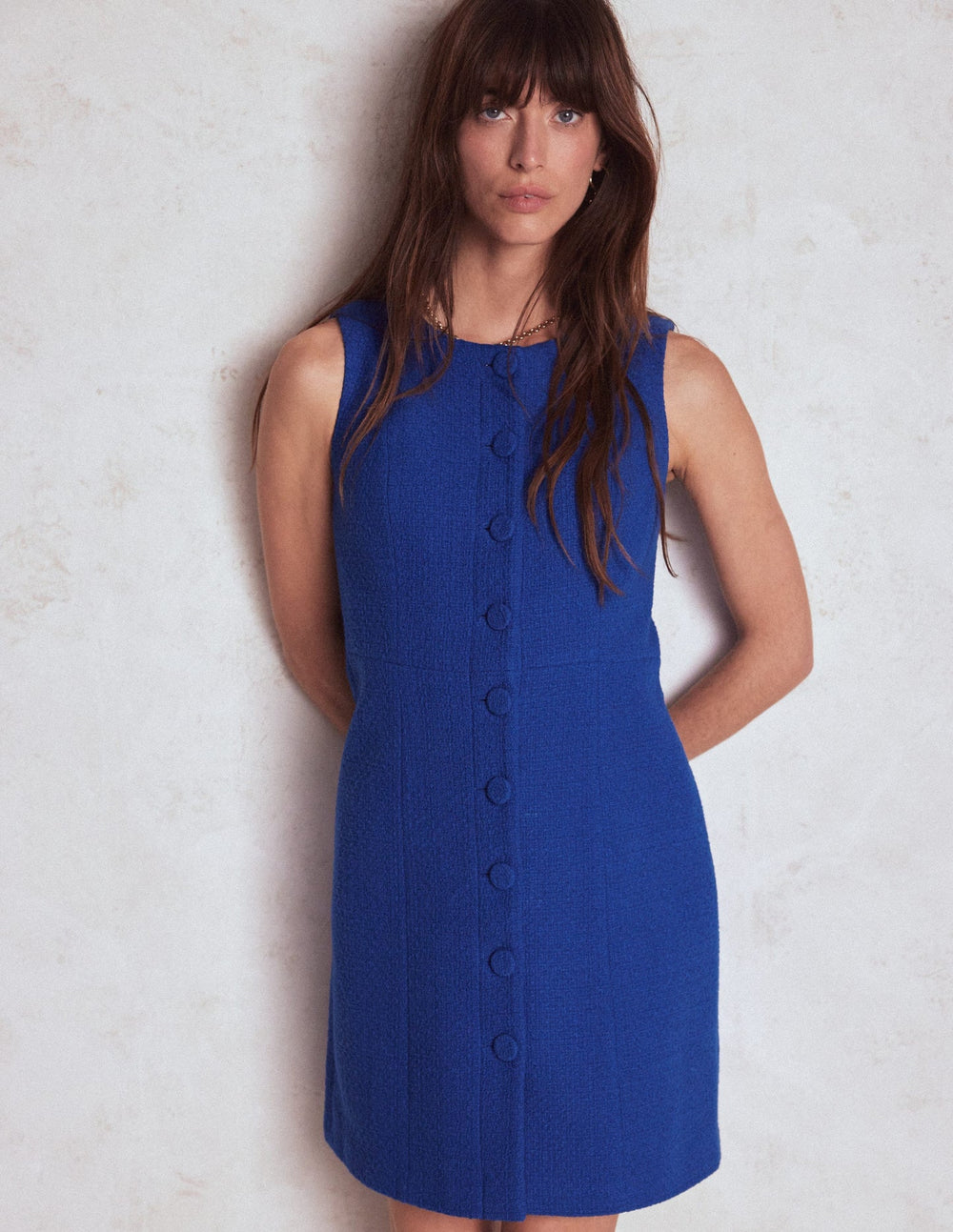 Boden Cotton Texture Shift Dress - Gallery Blue