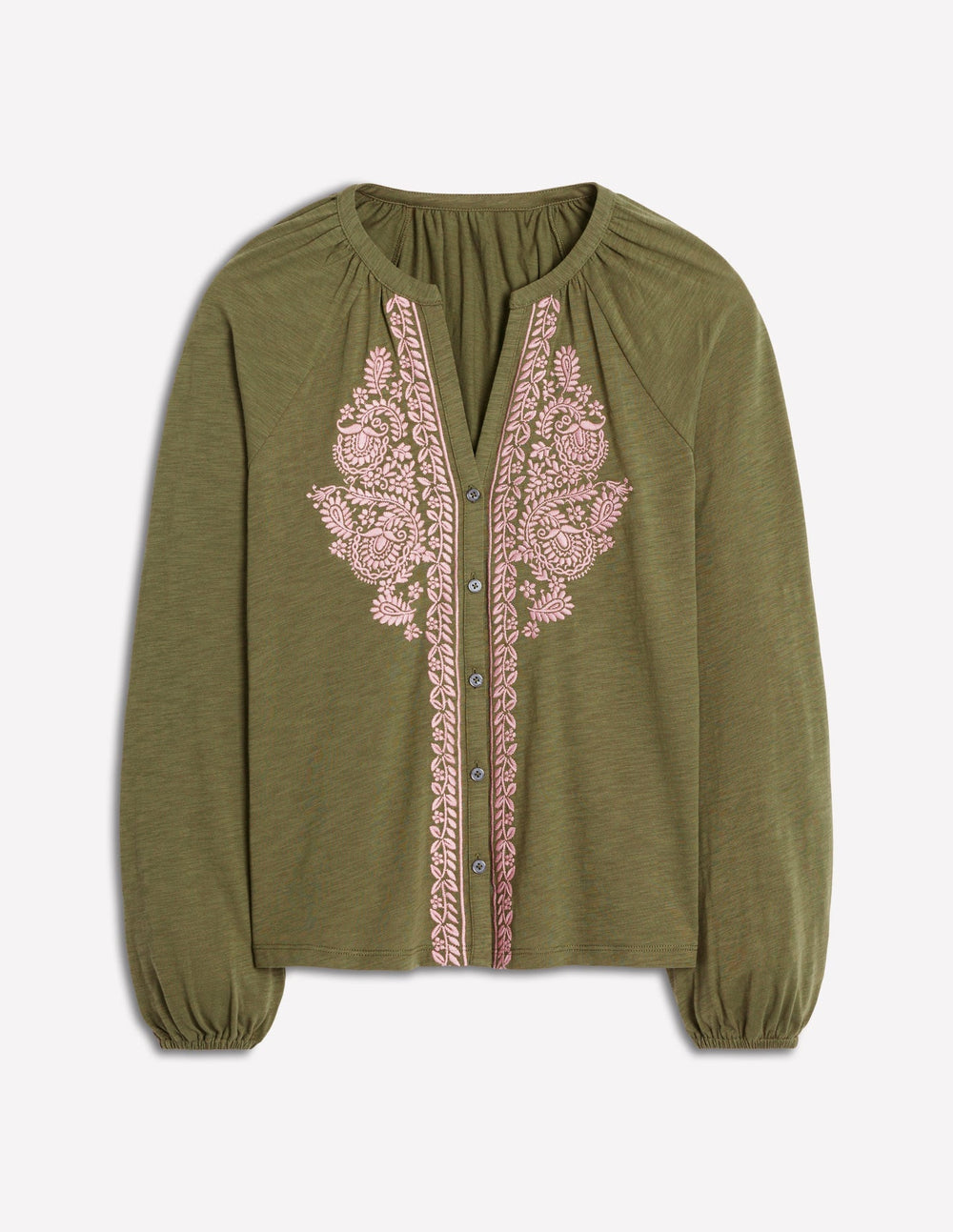 Boden Alma Embroidered Shirt - Woodland Green