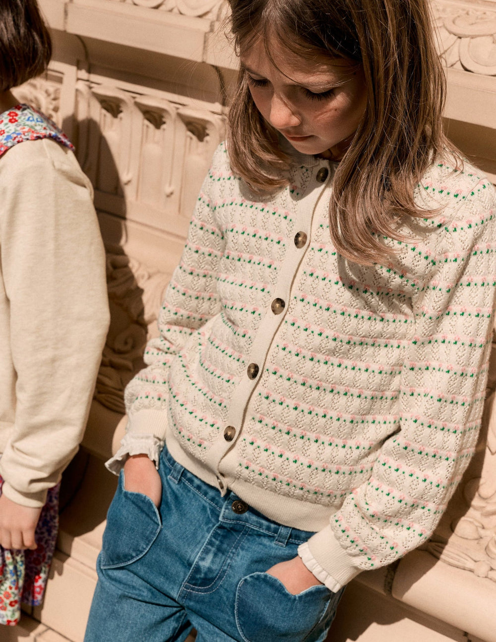 Boden Pointelle Collared Cardigan - Warm Ivory
