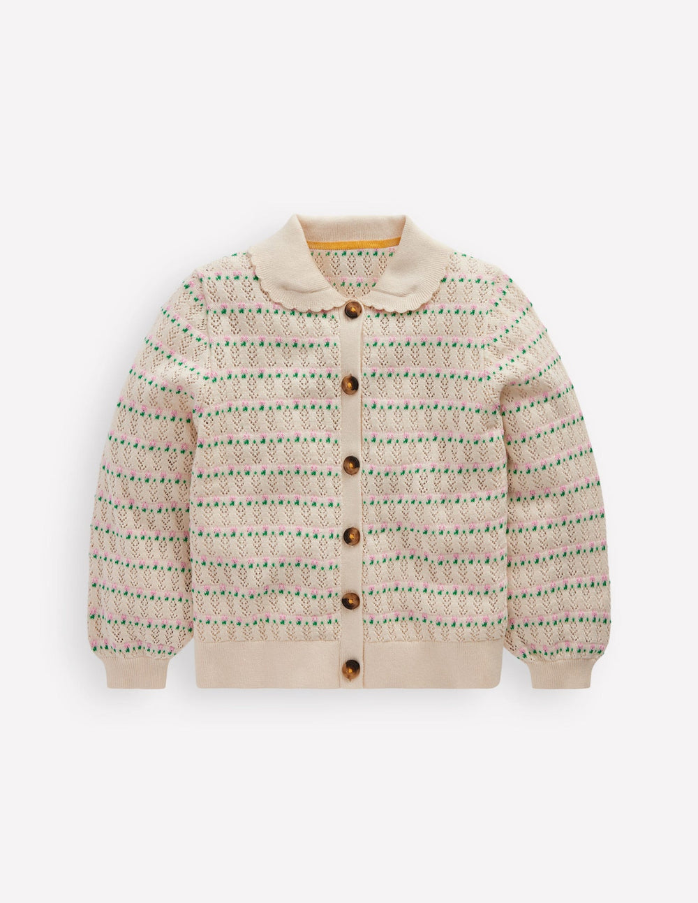 Boden Pointelle Collared Cardigan - Warm Ivory