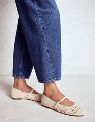 Boden Crochet Mary Jane Flats - Ecru