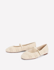 Boden Crochet Mary Jane Flats - Ecru