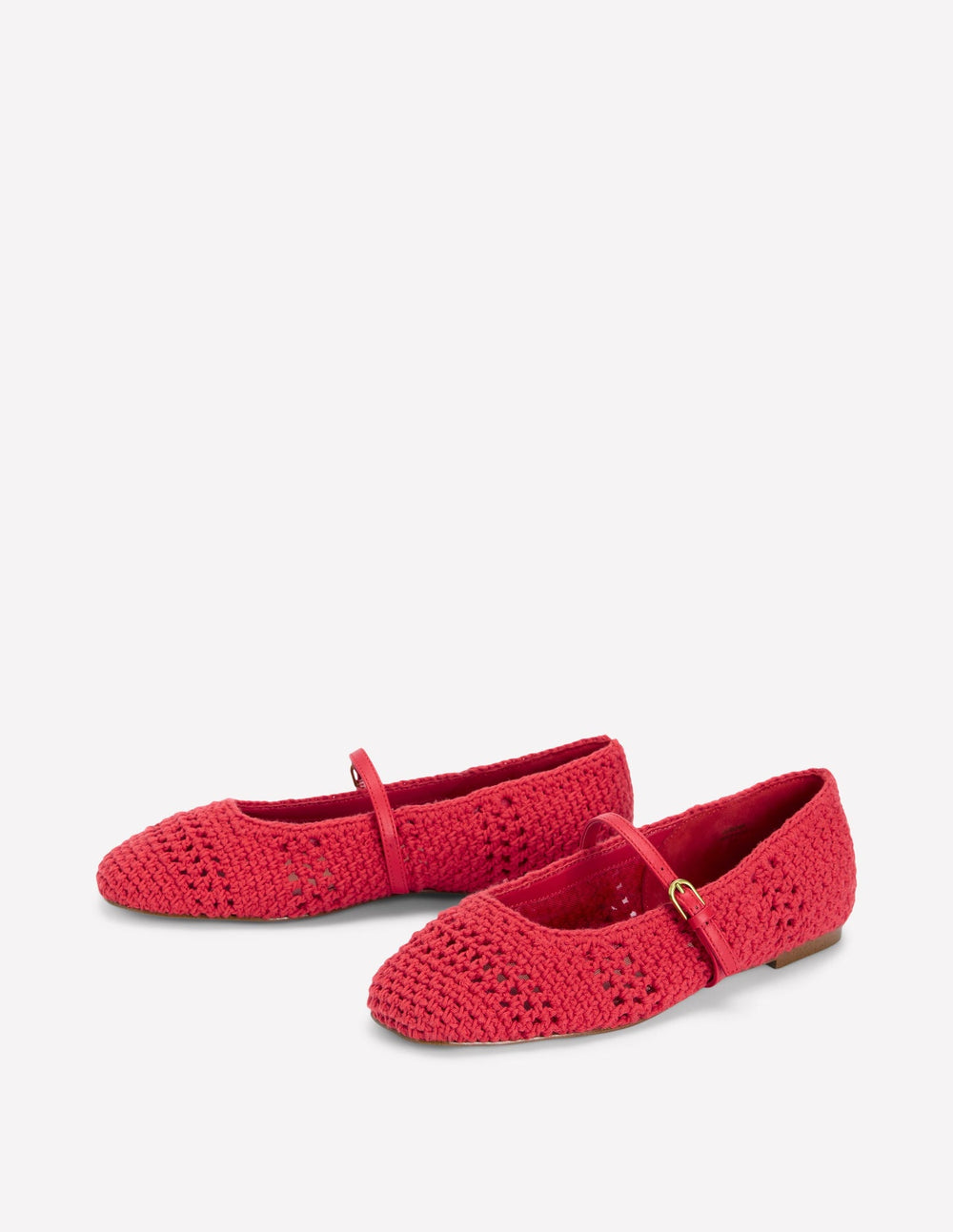 Boden Crochet Mary Jane Flats - Post box Red