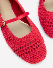 Boden Crochet Mary Jane Flats - Post box Red