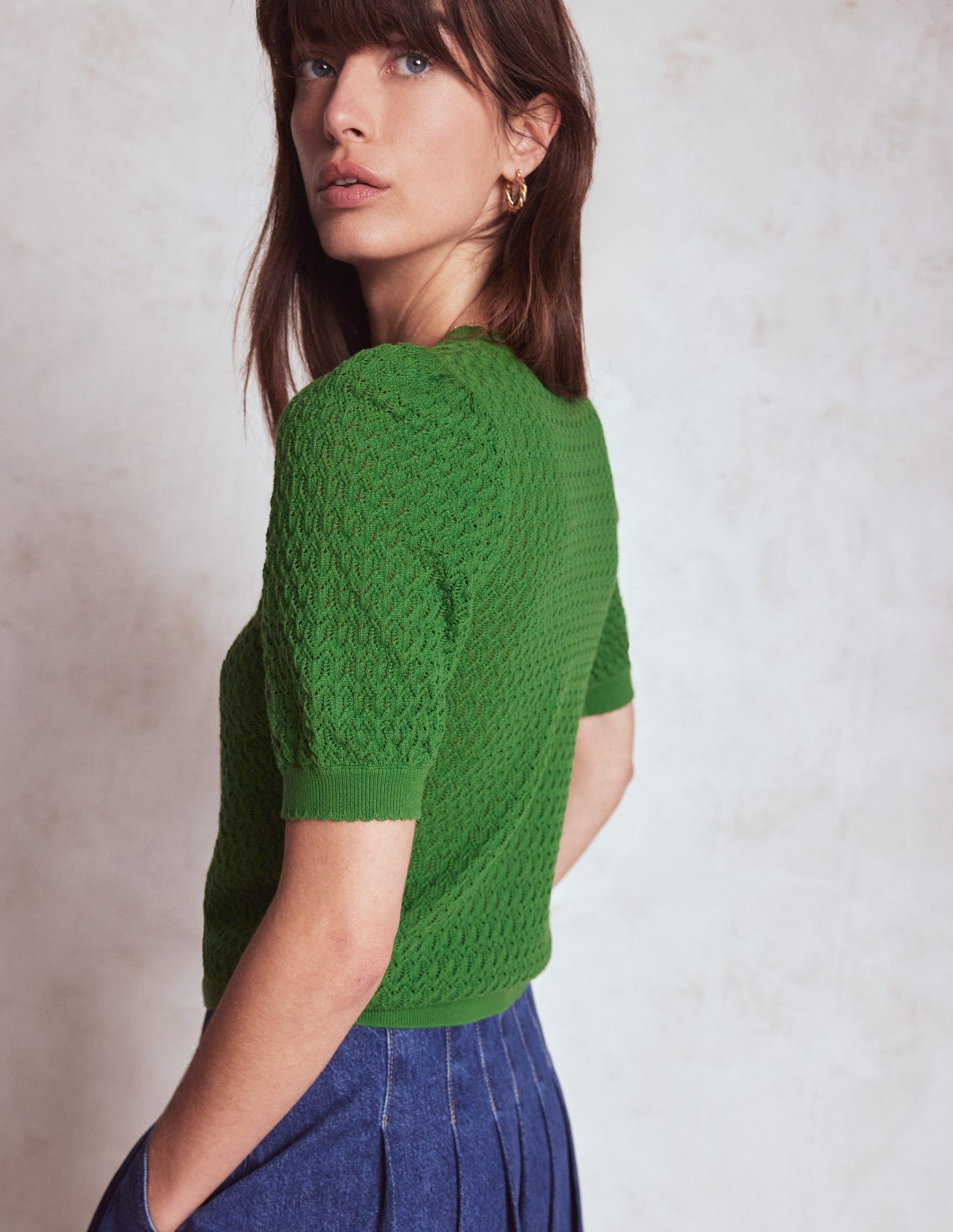 Boden Dot Pointelle Cardigan - Iguana Green