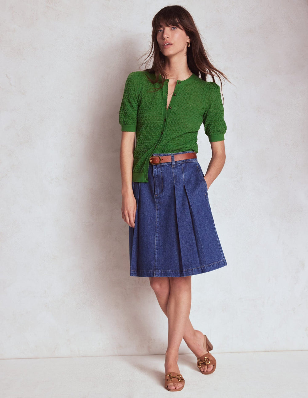 Boden Dot Pointelle Cardigan - Iguana Green