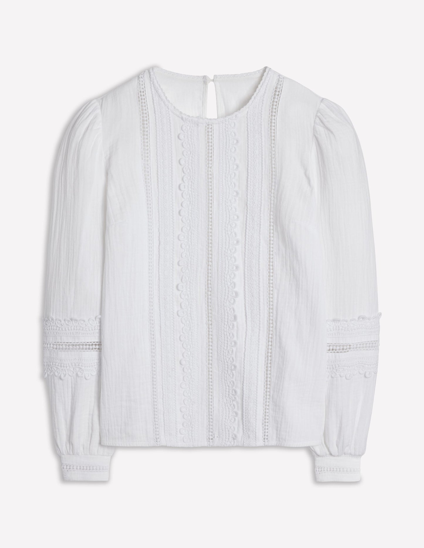 Boden Trim Interest Double Cloth Top - White