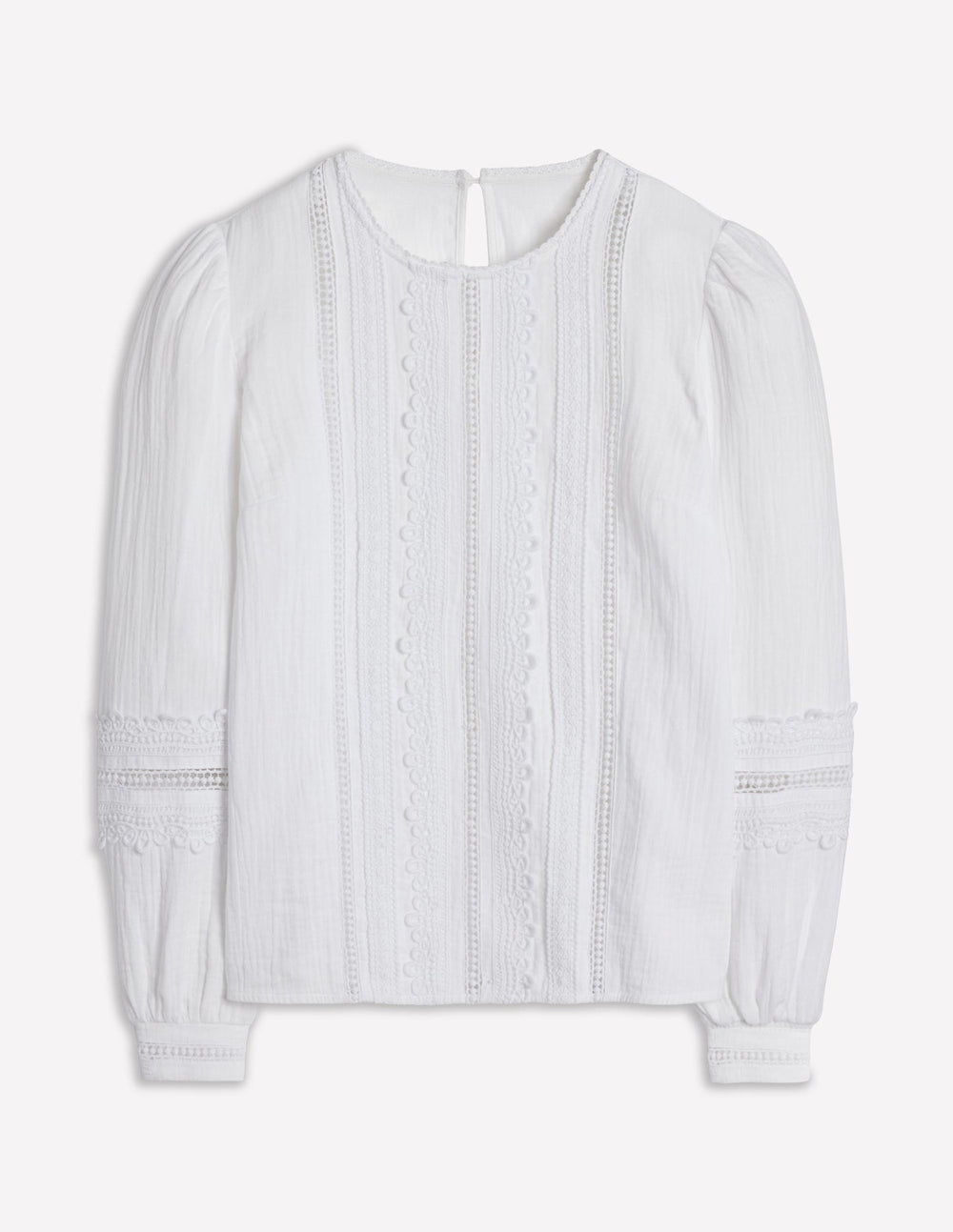 Boden Trim Interest Double Cloth Top - White