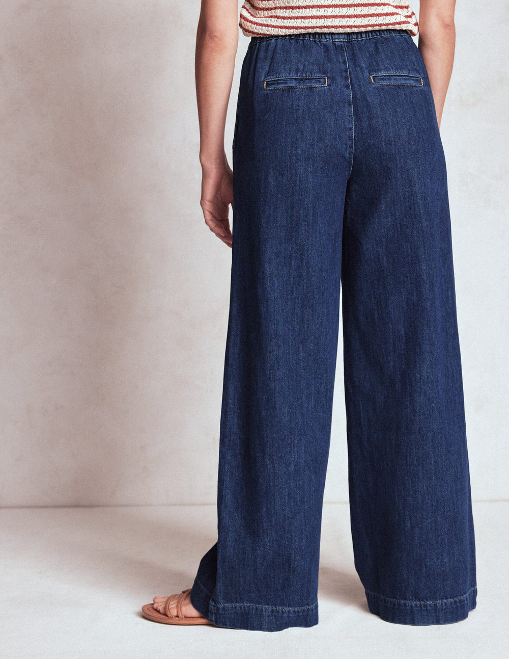 Boden Drawcord Denim Pants - MID WASH