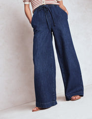 Boden Drawcord Denim Pants - MID WASH
