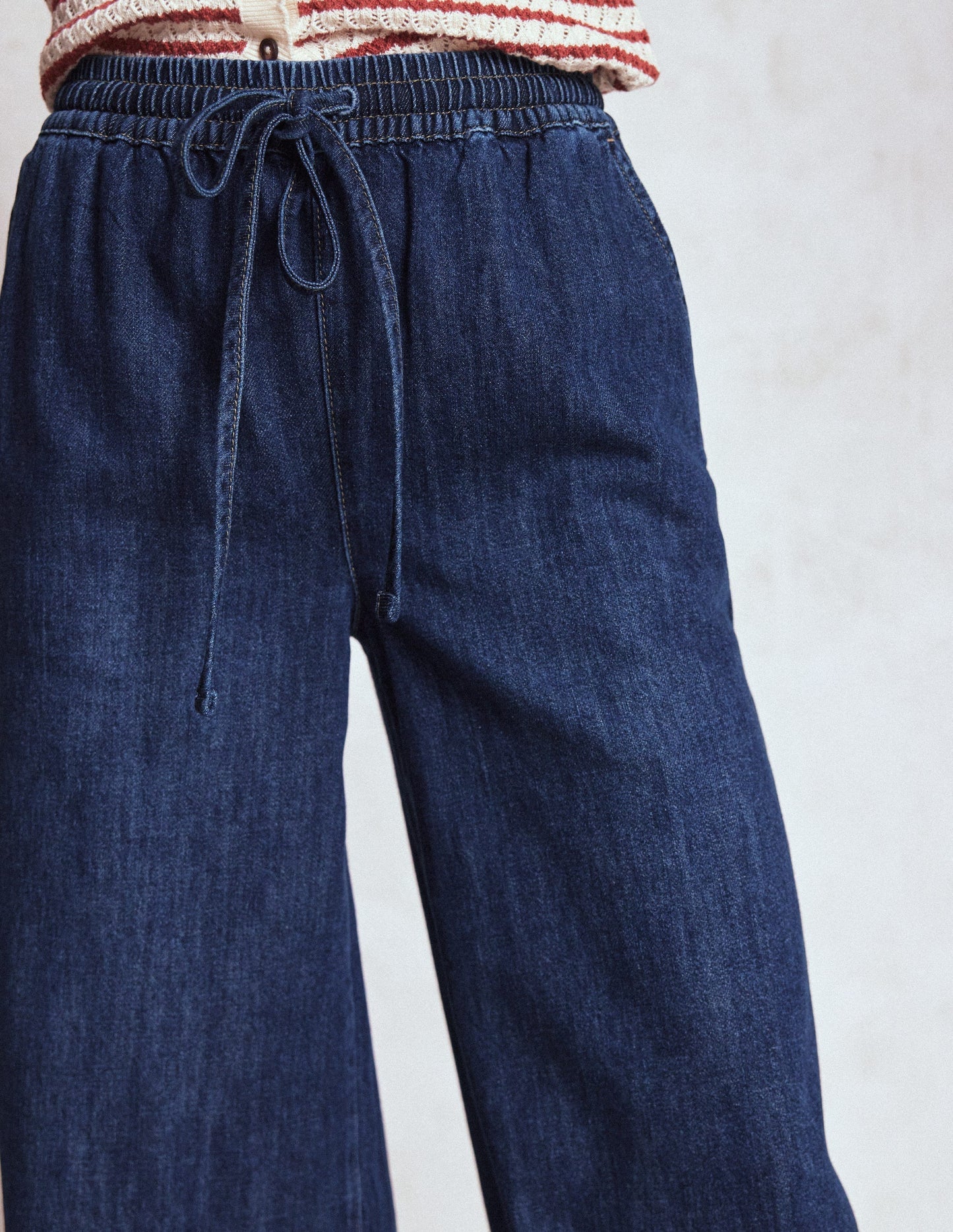 Boden Drawcord Denim Pants - MID WASH