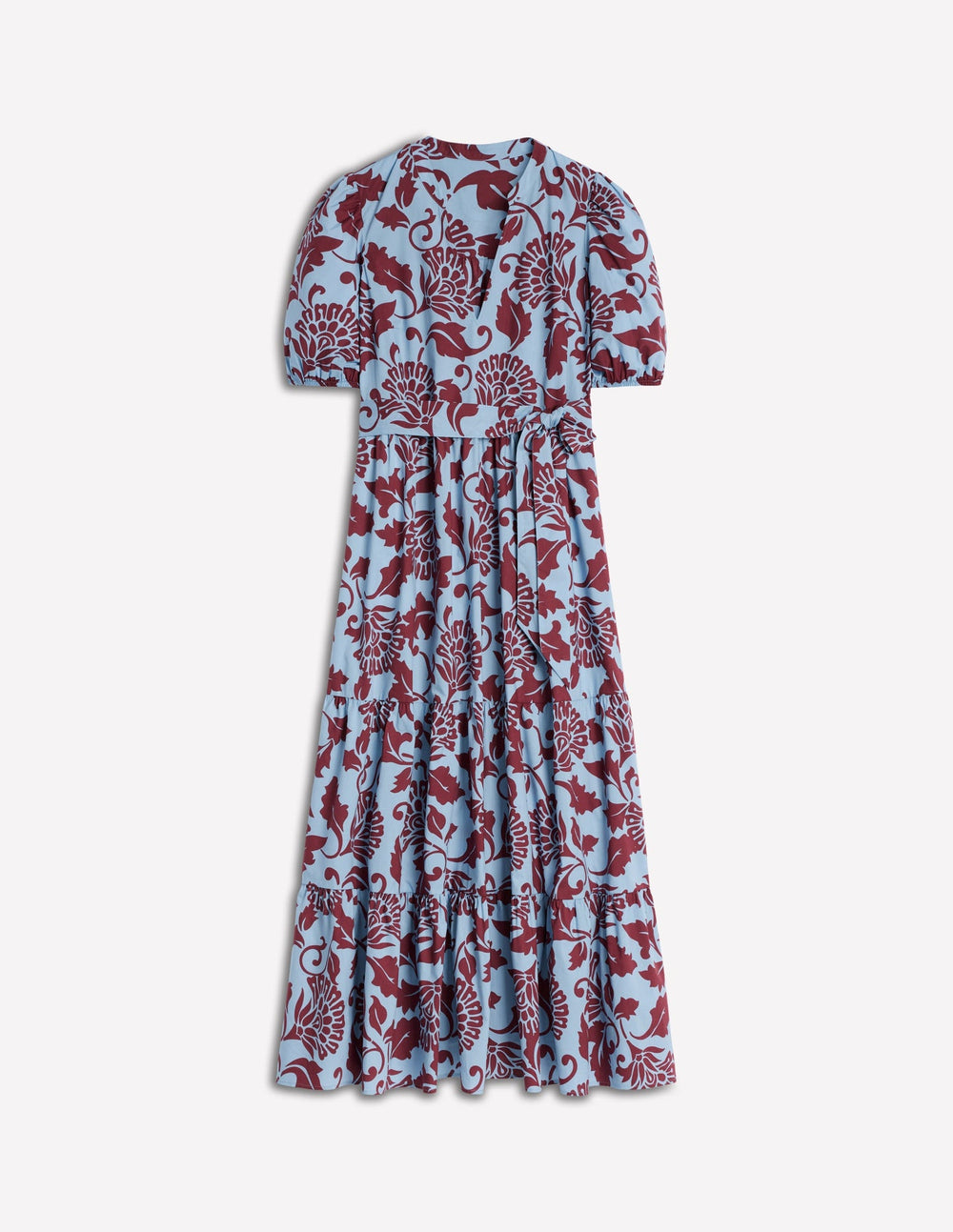 Boden Christabel Cotton Midi Dress - Glacier Blue, Ornate Vine