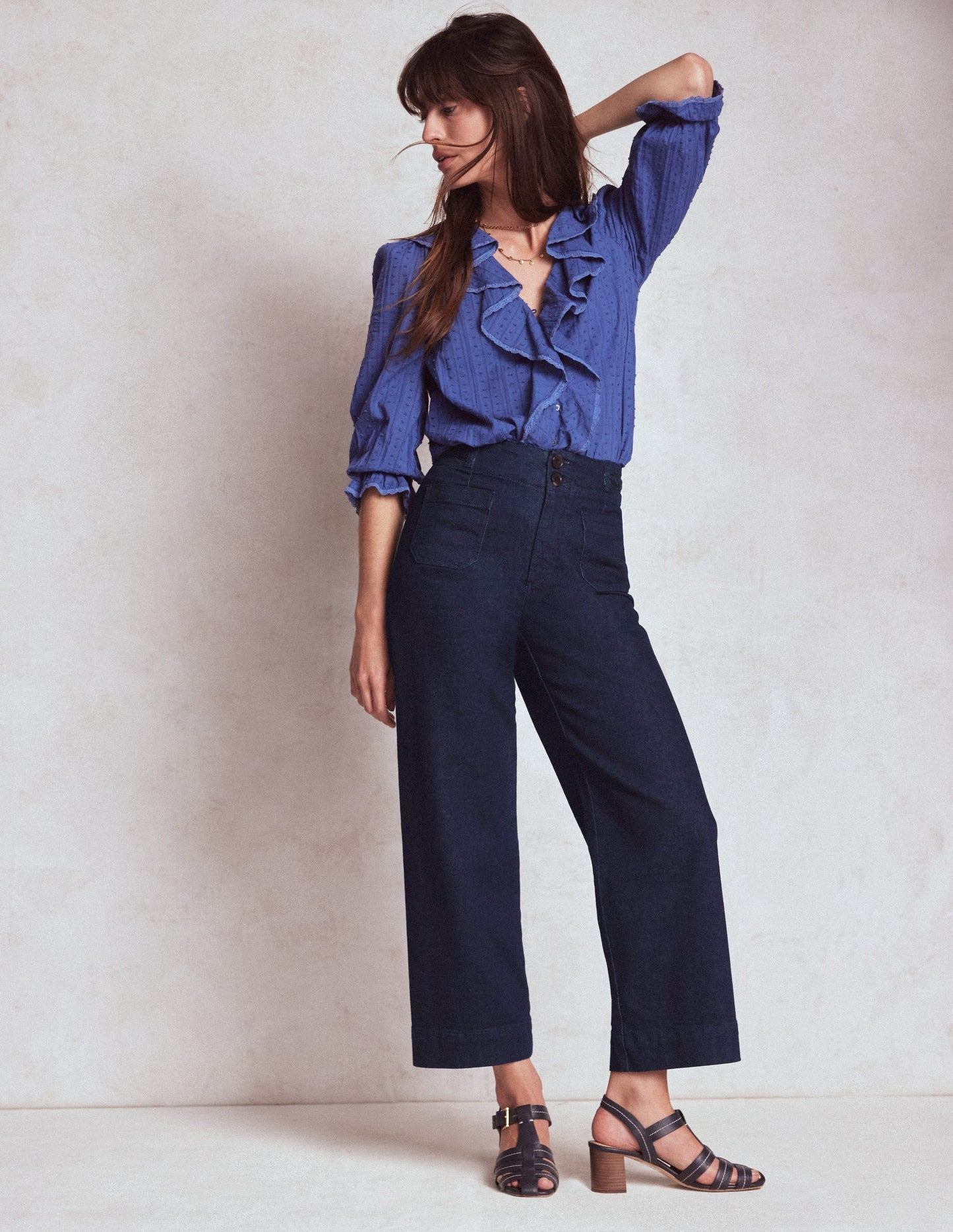 Boden Patch Pocket Cropped Pants - Indigo Braid