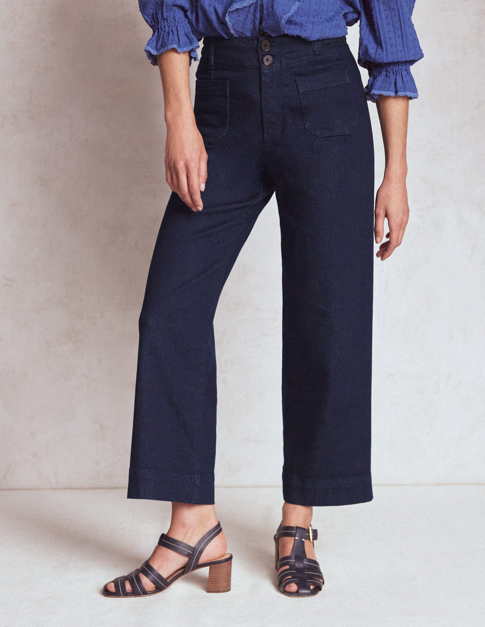Boden Patch Pocket Cropped Pants - Indigo Braid
