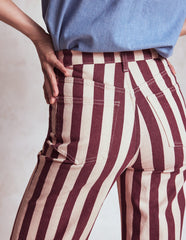 Boden High Rise Column Leg Jeans - Maroon and Ivory Stripe