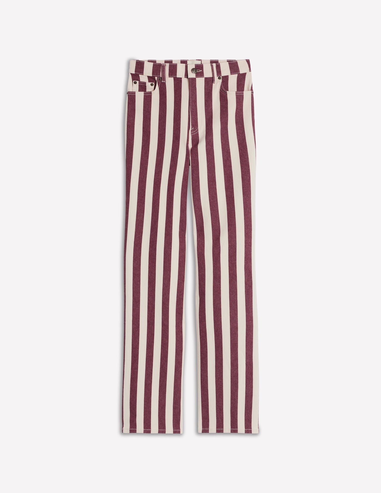 Boden High Rise Column Leg Jeans - Maroon and Ivory Stripe