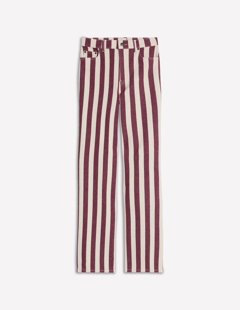 Boden High Rise Column Leg Jeans - Maroon and Ivory Stripe