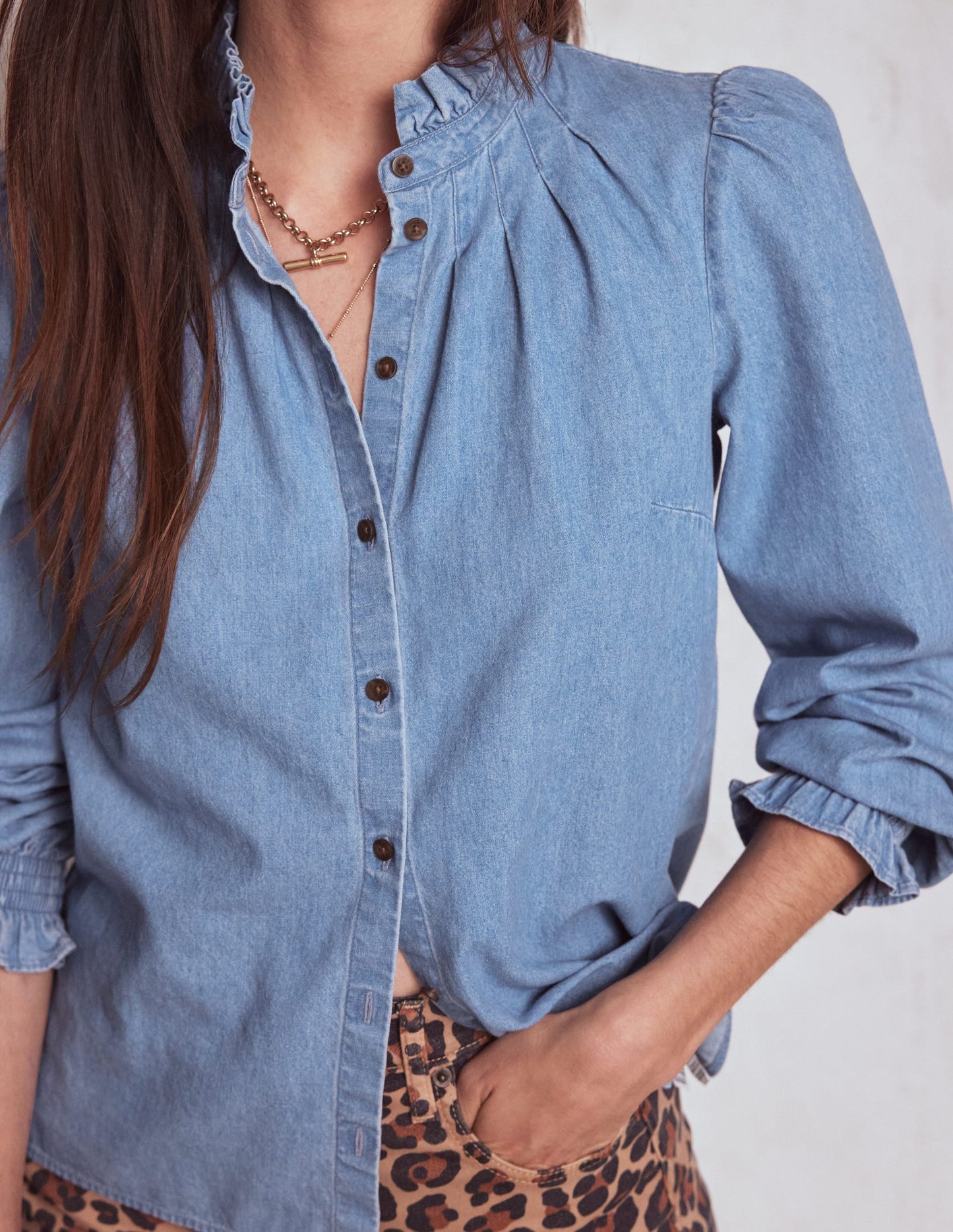 Boden Lorna Denim Top - Light Authentic