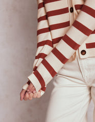 Boden Astrid Knitted Shirt - Warm Ivory, Terracotta