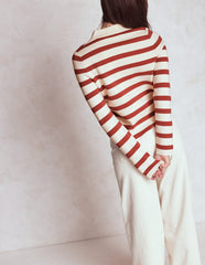 Boden Astrid Knitted Shirt - Warm Ivory, Terracotta