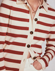 Boden Astrid Knitted Shirt - Warm Ivory, Terracotta