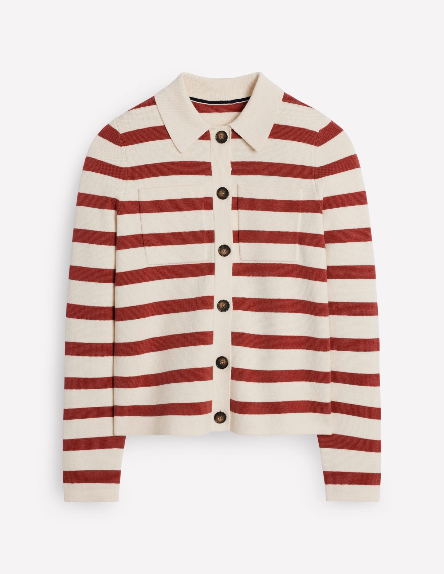Boden Astrid Knitted Shirt - Warm Ivory, Terracotta
