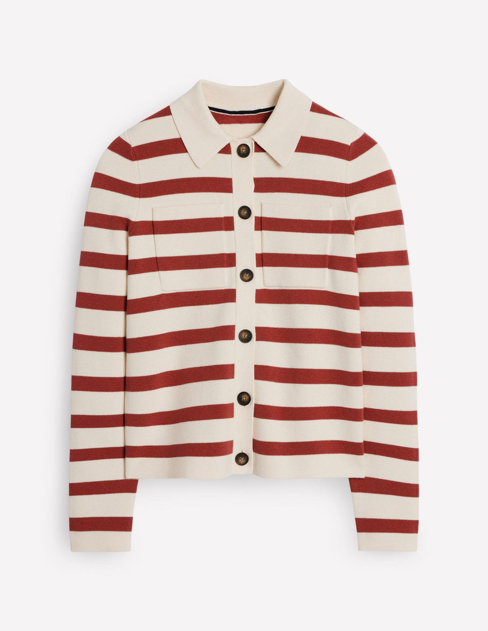 Boden Astrid Knitted Shirt - Warm Ivory, Terracotta