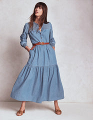 Boden Cecily Denim Midi Dress - Light Vintage Denim