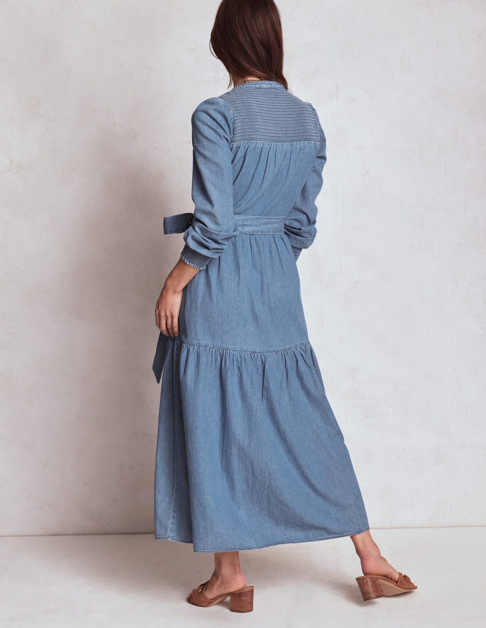 Boden Cecily Denim Midi Dress - Light Vintage Denim